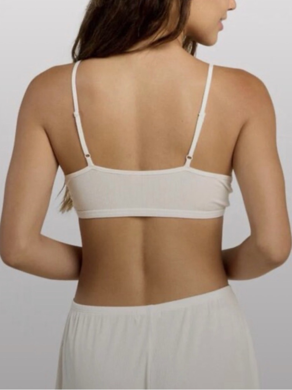 NUUDS |  White Ribbed Triangle Bralette with Adjustable Straps - Picture 4 of 9